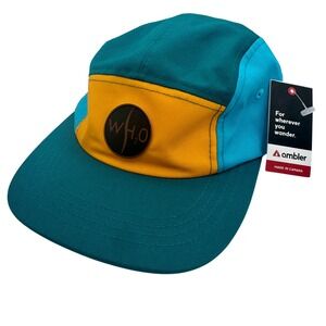 Ambler 5 Panel Cap Teal Yellow WH2O Made in Canada Camper Hat NEW